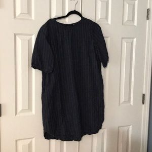 Navy dress with gold stripes